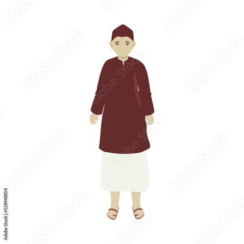 Young Man Wearing Indian Traditional Costume On White Background.