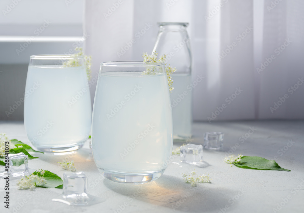 Healthy fresh homemade elder flower lemonade (mocktail). Organic refreshing nonalcoholic fermentation lemonade or elderberry juice with soda. Copy spase for text Healthy fresh homemade elder flower lemonade (mocktail). Organic refreshing nonalcoholic fermentation lemonade or elderberry juice with soda. Copy spase for text