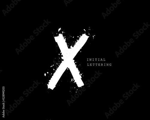 X Iinitial brush handwriting or handwritten logo for identity. Logo with signature and hand drawn style.