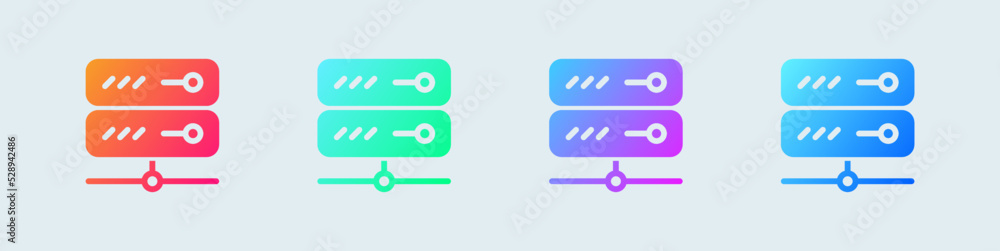 Server solid icon in gradient colors. Database signs vector illustration.