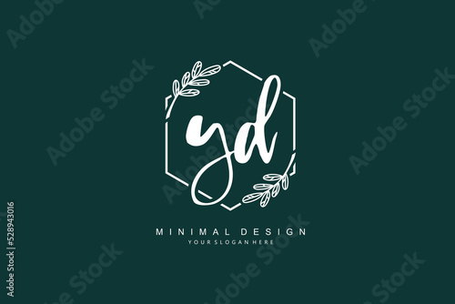 YD Initial handwriting or handwritten logo for identity. Logo with signature and hand drawn style.