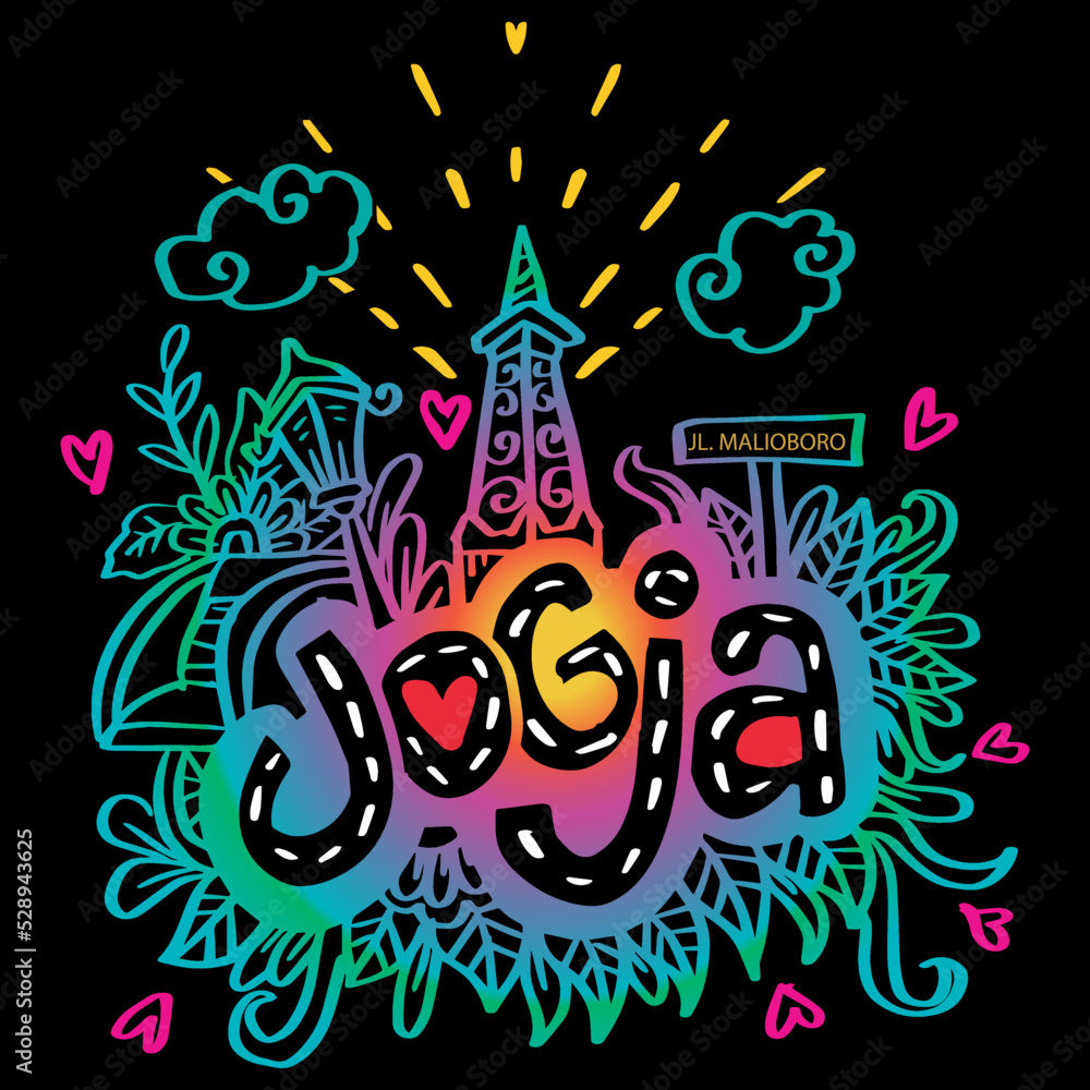 Doodle Of Yogyakarta City Of Indonesia Doodle Of Yogyakarta City Of Indonesia