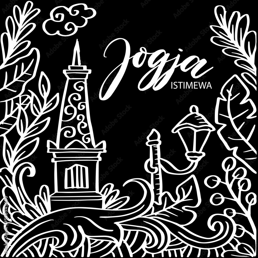 Naklejka premium Doodle Of Yogyakarta City Of Indonesia 