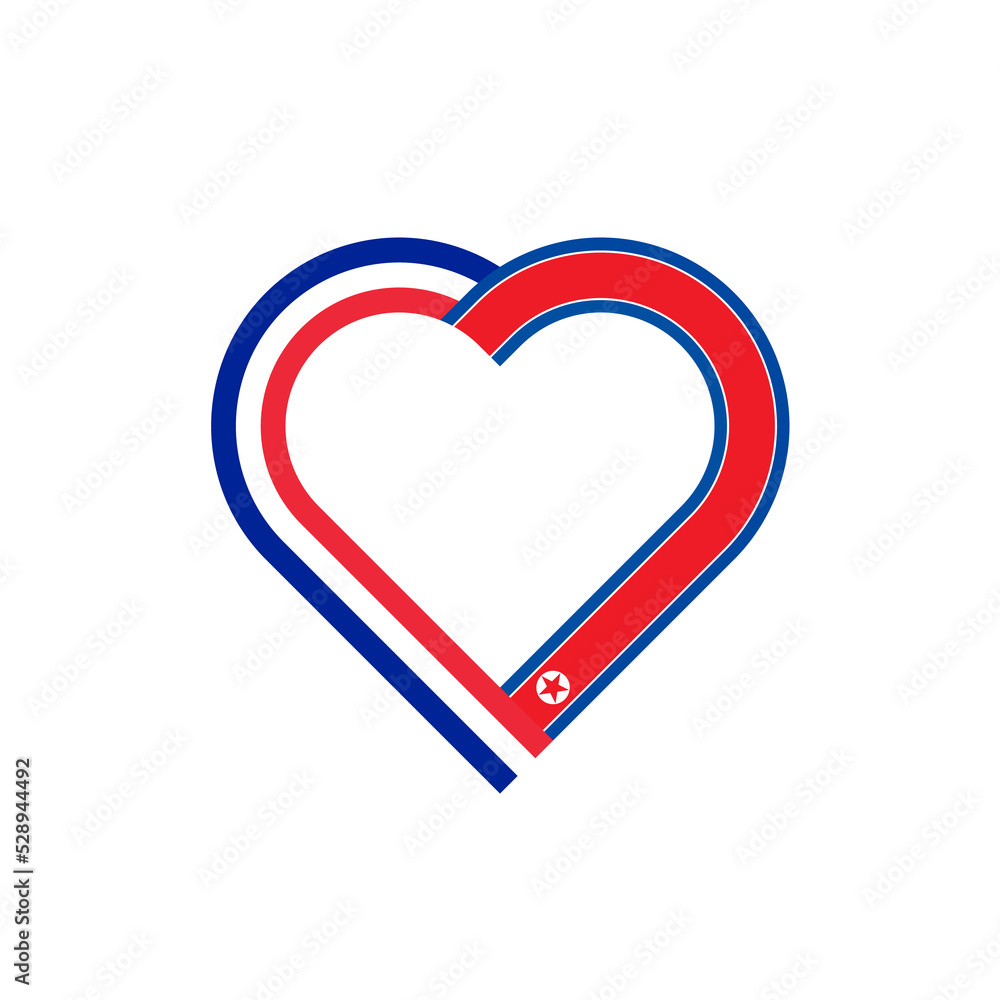 friendship concept. heart ribbon icon of france and north korea flags. vector illustration isolated on white background friendship concept. heart ribbon icon of france and north korea flags. vector illustration isolated on white background