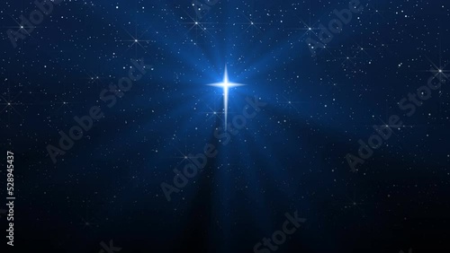 Wallpaper Mural Background of the beautiful  bright star and starry sky. Christmas star of the Nativity of Bethlehem, Nativity of Jesus Christ. Torontodigital.ca