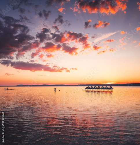 Amazing sunset over lake Ba...