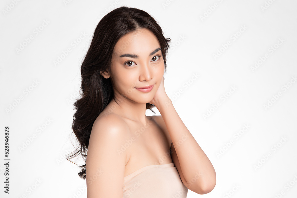 Beautiful young asian woman with clean fresh skin on white background, Face care, Facial treatment, Cosmetology, beauty and spa, Asian women portrait. Beautiful young asian woman with clean fresh skin on white background, Face care, Facial treatment, Cosmetology, beauty and spa, Asian women portrait.