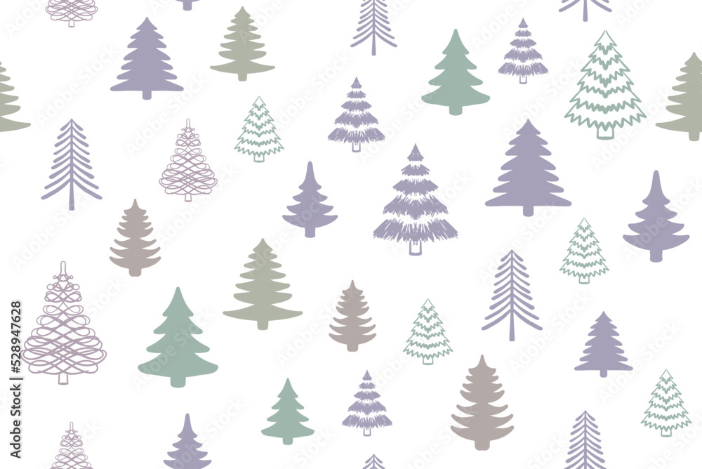 Obraz premium Christmas tree pattern, Hand drawn illustrations. 