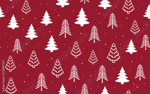Christmas tree pattern, Hand drawn illustrations. 