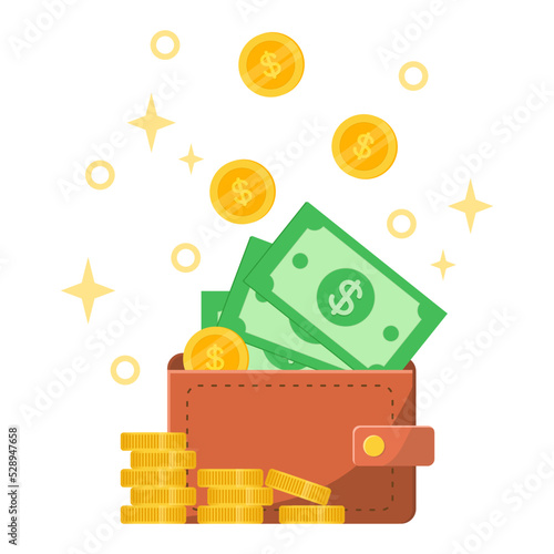 Saving Money on Wallet. Square Wallet, Leather Wallet Cartoon, Wallet Clipart, Cash, Coin
