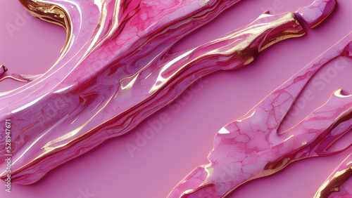 Abstract rose gold background. Paint and marble illustration 3d render.
