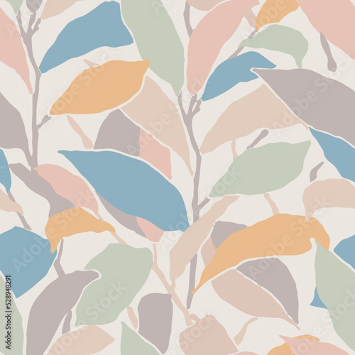 Vector contemporary art leaf illustration seamless repeat pattern fashion and home decor fabric print digital artwork