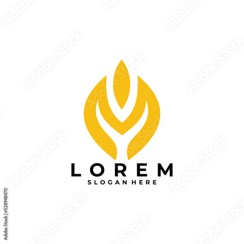 double m and leaf logo design illustration
