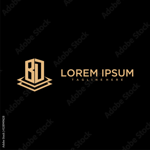 BD initial monogram logo real estate with creative building style design vector