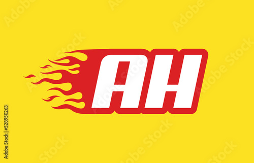 AH or A H fire logo vector design template. Speed flame icon letter for your project, company or application.