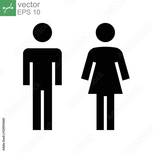 male and female icon  toilet  woman  people logo  solid style. Bathroom and restroom sign. Symbols of man and women. Partner gender logo. Vector illustration design on white background. EPS 10