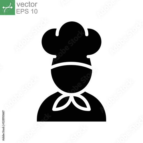 chef icon, cook, logo, solid style. Chef in a cooking hat. Kitchen and restaurant serving concept for topics like catering food service. Vector illustration. design on white background. EPS 10
