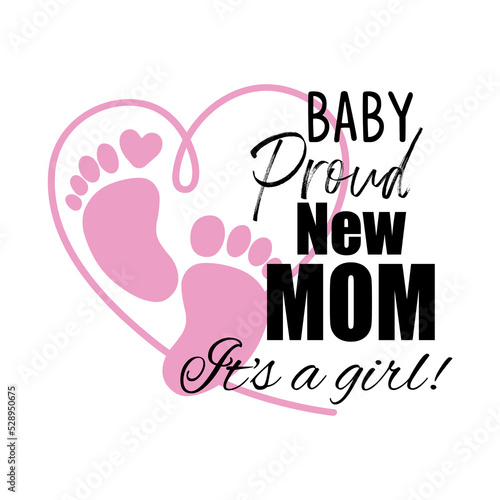 Proud new mom. Print vector illustration art