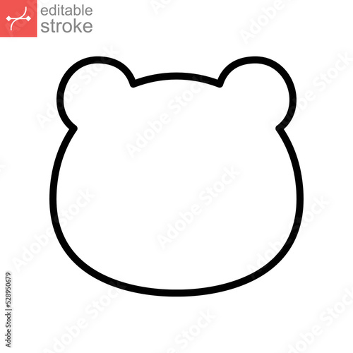 animal, bear head shape icon, outline style. Teddy bear simple avatar character. Soft baby toy face logo for animal cat cartoon. Editable stroke Vector illustration. design on white background EPS 10 