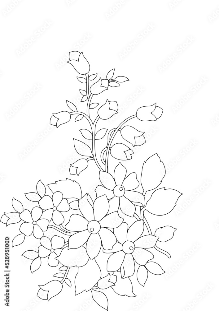 Flower Line Arts,Silhouette Art Line Flower Patterns,Outline Black And