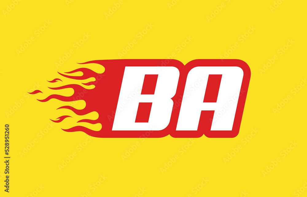 BA or B A fire logo vector design template. Speed flame icon letter for your project, company or application. BA or B A fire logo vector design template. Speed flame icon letter for your project, company or application.