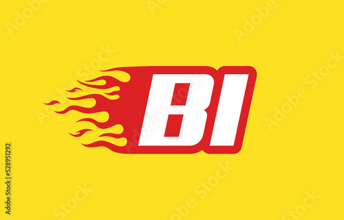 BI or B I fire logo vector design template. Speed flame icon letter for your project, company or application.