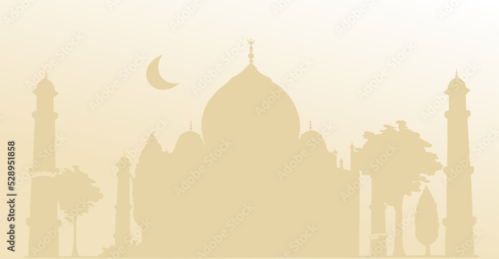 Silhouette of the Muslim mosque Ramadan kareem traditional Islamic holiday Vector illustration
