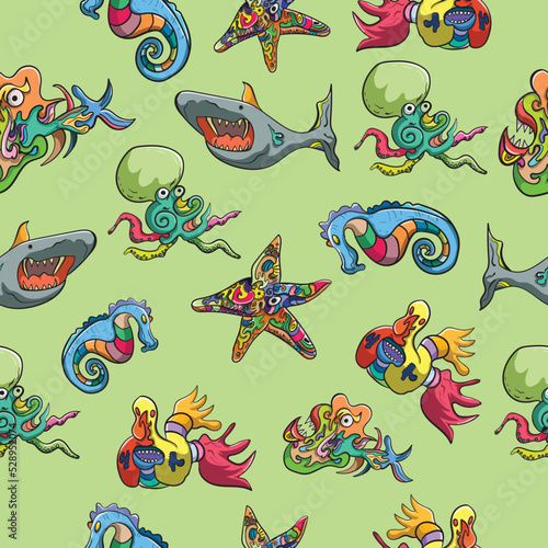 seamless pattern with SEA ANIMALS
