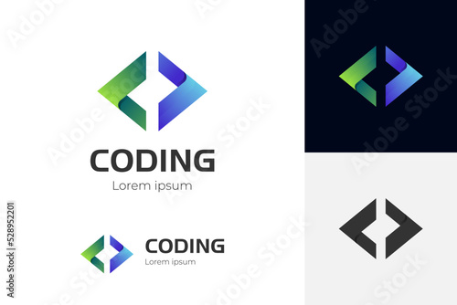 modern logos of code for coding, programming gradient logo template