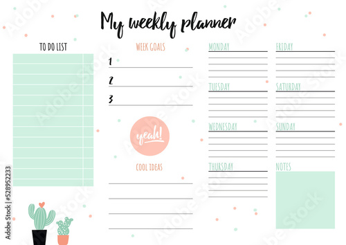 Weekly Printable planner Schedule for everyday A4