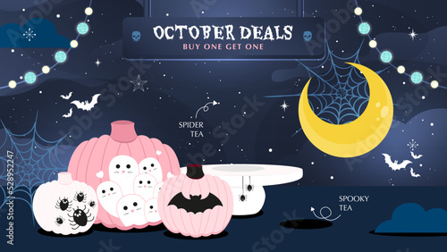 Food and beverages October deals banner with halloween theme