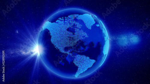 Technology background earth of binary code/Technology background earth digital, continents consisting of binary code. The background can be used to demonstrate the processes of science and education.