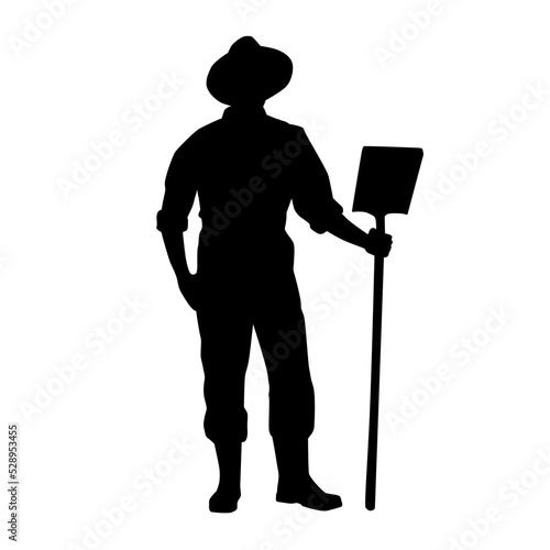 Farmer Using Shovel Silhouette