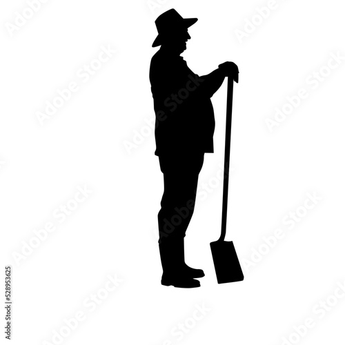 Farmer Using Shovel Silhouette