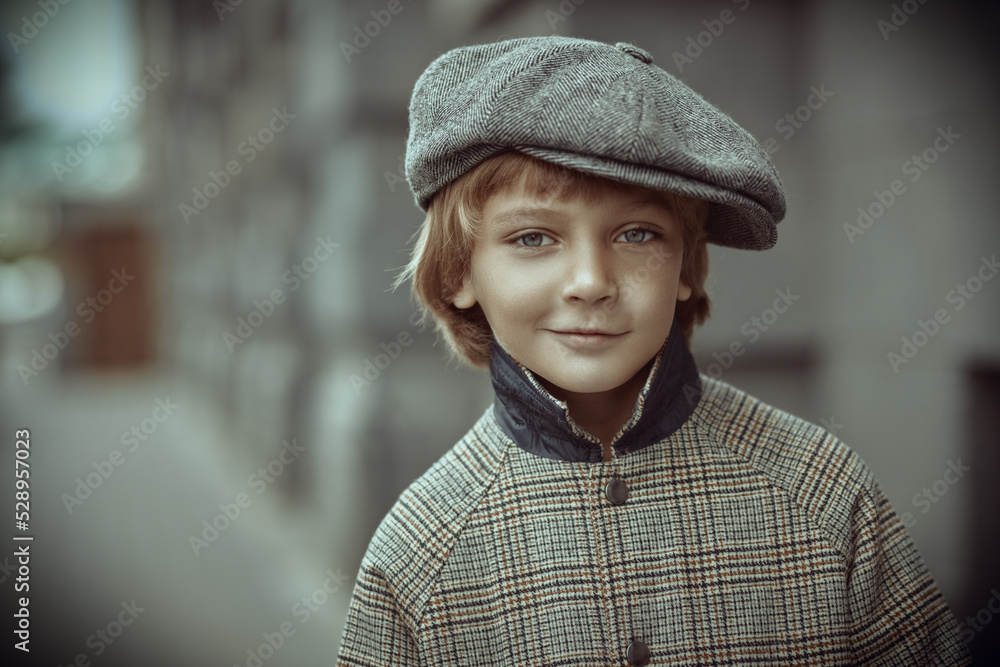 boy in retro clothes