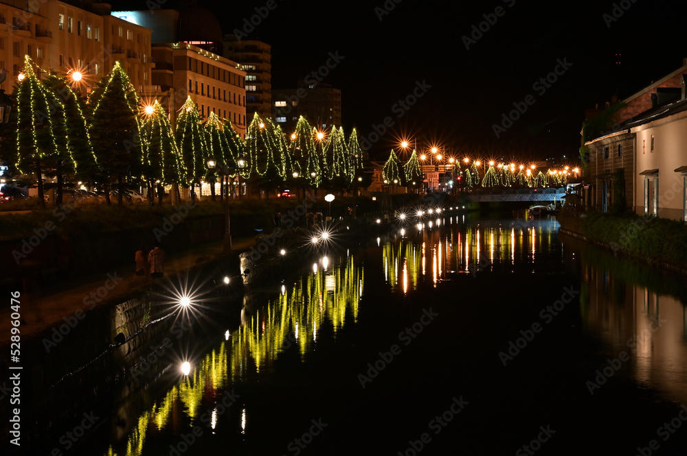北海道小樽運河の夜景