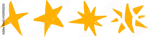 Hand Drawn Gold Star Vector Illustration Set
