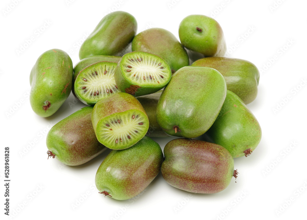 mini kiwi baby fruit (actinidia arguta) on white background mini kiwi baby fruit (actinidia arguta) on white background