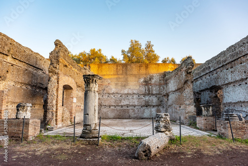 Villa Adriana or Hadrian's Villa. Roman archaeological complex at Tivoli, Italy photo