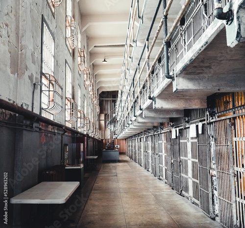 Canvas Print Corridor in the Main cell house of Federal penitentiary