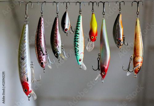 Картината върху платно A set of fishing lures and equipment