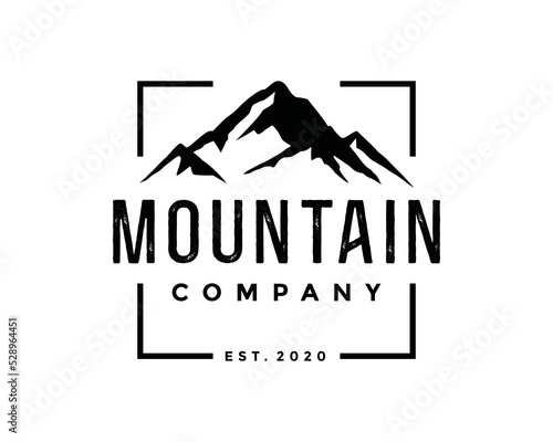 Black mountain photography shoot symbol icon logo vector. Mountain silhouette