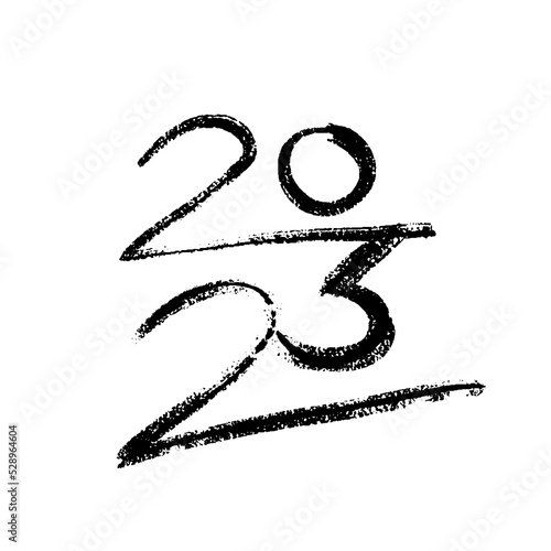 2023 vector crayon hand-drawn numbers vertical composition. 2023 number design template. Happy new year minimalistic concept for greeting materials.