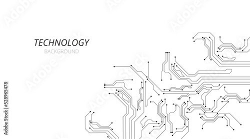 Technology black circuit diagram concept.High tech circuit board connection system.Vector abstract technology on white background.