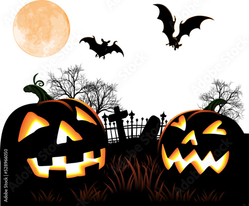 A Halloween pumpkin and bat...