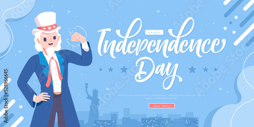 uncle sam character usa independence day banner template