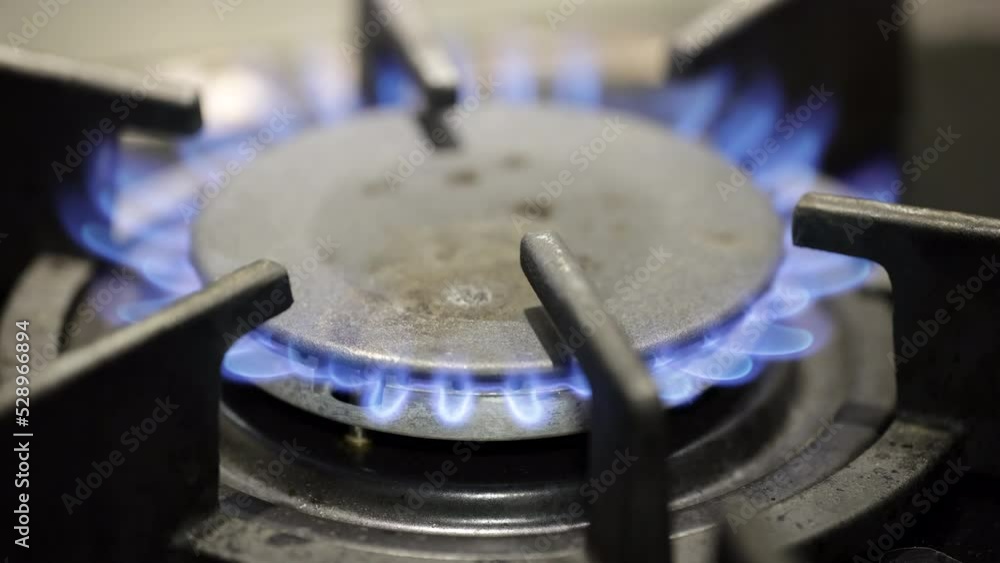 Gas Burner Switching Off. Kitchen Burner Turning Off. Burning Blue Flame Of Gas. Concept Of Natural Gas In European Union, Gas Prices. 60 FPS, 4k, ProRes Gas Burner Switching Off. Kitchen Burner Turning Off. Burning Blue Flame Of Gas. Concept Of Natural Gas In European Union, Gas Prices. 60 FPS, 4k, ProRes
