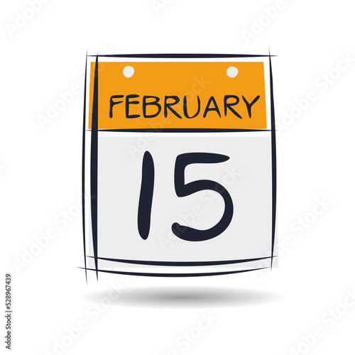 Creative calendar page with single day (15 February), Vector 