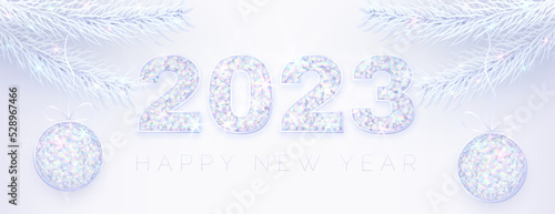 Decorative holographic foil new 2023 year banner