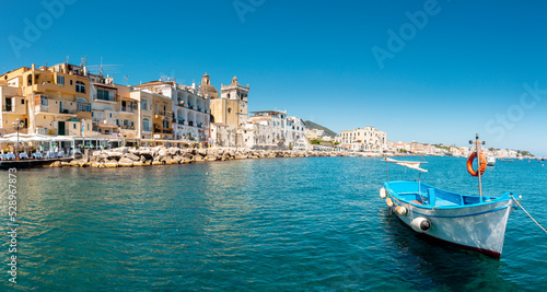 view of Ischia Ponte with sea and boats